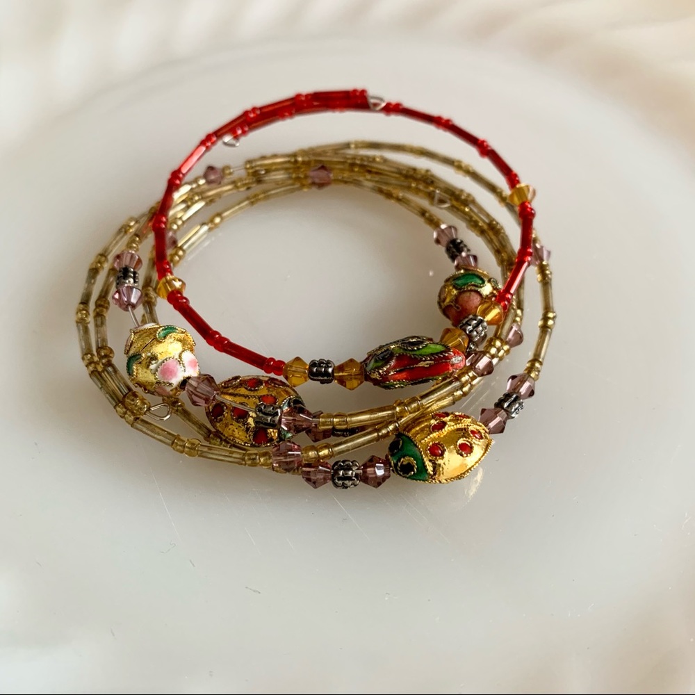 Set of beautiful bohemian style bracelets